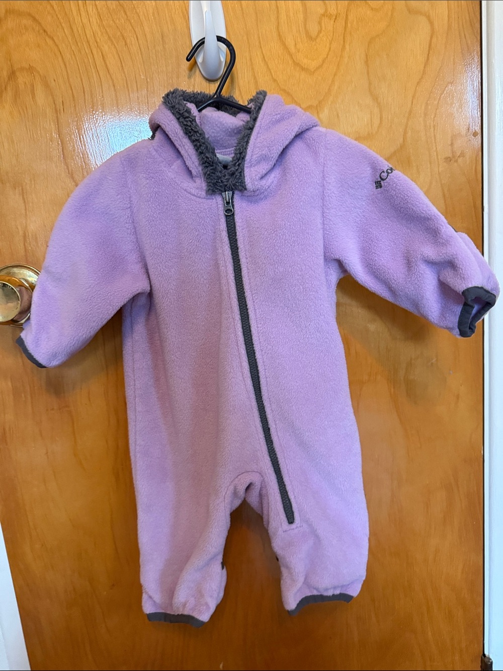 Columbia Lavender Fleece Hooded Baby One-Piece